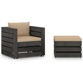 vidaXL Garten-Lounge-Set 2-tlg. grau