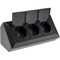 ChiliTec Mehrfachsteckdose 3-fach Schwarz 2 St.