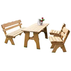 Balkon Sitzgruppe mit Bänken Kiefer Massivholz (vierteilig)