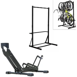 Set: Fahrradständer freistehend für 5 Fahrräder StahlRI98 + Fahrradständer freistehend TS1 Fahrradhalter 26 bis 29" Reifen schwarz