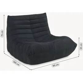 [en.casa] Bodensessel Kodsø Mikrofaser 75 x 90 x 100 cm Schwarz