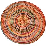 Casa Moro Jute Teppich Tamani bunt Ø 90 cm rund | Boho-Chic Wohnteppich aus 100% Naturfaser Jute & Baumwolle handgeflochten | Natur-Teppich für einfach schöner Wohnen | MA5307