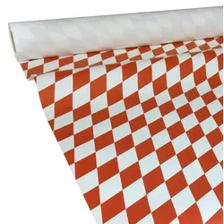 JUNOPAX Papiertischdecke Raute rot-weiß 50m x 0,75m nass- und wischfest