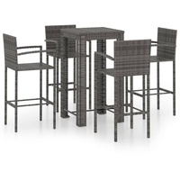 vidaXL 5-tlg. Garten-Bar-Set mit Armlehnen Poly Rattan Grau