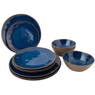 Bo-Camp Melamin Geschirr Set Halo Camping Essgeschirr Reise Picknick Teller blau