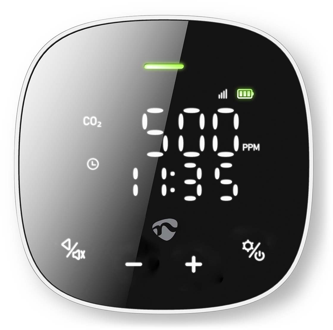 Nedis SmartLife Luftqualitätsmonitor Wi-Fi | inkl. Display | Kohlendioxid CO2 / Luftfeuchtigkeit / Temperatur | AndroidTM / IOS | Schwarz / Weiss