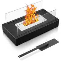 XDeer Tischfeuer Tischkamin für Indoor und Outdoor mit Löschgerät und, Sicherheitsglas Bioethanol Tischkamin Tischfeuer Terrassenfeuer schwarz