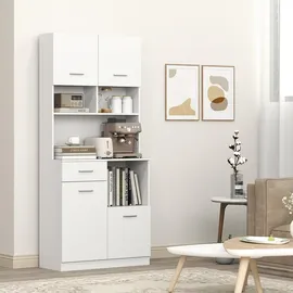 Homcom Küchenbuffet Hochschrank 80 x 35 x 180 cm Weiß