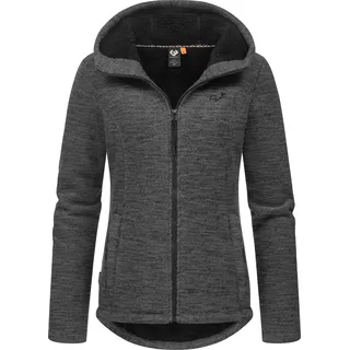 Ragwear Damen, weiche Strickjacke leichte Übergangsjacke mit kuscheligem Teddyfleece und Kapuze Lyshka Melange YOUMODO Dark Grey Gr.