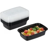 Relaxdays Meal Prep, 10er Set, 1 Fach, 1000 ml, mikrowellengeeignet, auslaufsicher, Food-Box, Kunststoff, schwarz