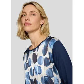 Rabe 3/4-Arm-Shirt RABE, Damen, Gr. 42, pazifik, Web, Obermaterial: 92% Viskose, 8% Elasthan, bedruckt, regular fit taillenbedeckt, U-Boot-Ausschnitt, Shirts 3/4-Arm-Shirt, mit Front-Print