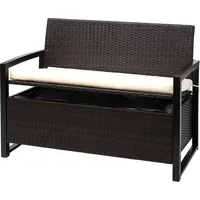 Mendler Poly-Rattan 2er Sitzbank 120 x 60 x 45 cm Braun