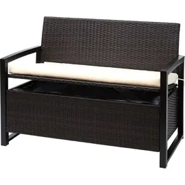 Mendler Poly-Rattan 2er Sitzbank 120 x 60 x 45 cm Braun