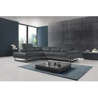Egoitaliano "Queenie, extravagantes Sofa mit erstklassigem Sitzkomfort, L-Form", mit verstellbarer Armlehne und Kopfteilen für Wohlfühlkomfort grau