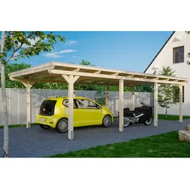 SKANHOLZ Carport Emsland 4,04 x 8,46 m unbehandelt mit EPDM-Dach und Regenrinne