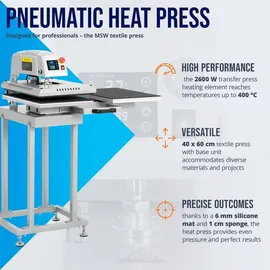 MSW Pneumatische Transferpresse Unterbau Hitzepresse 2600 W 400 °c 40x60 cm