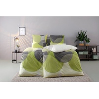 BIERBAUM Bettwäsche »Carla in Gr. 135x200 oder 155x220 cm«, (2 tlg.), Bettwäsche aus Baumwolle, geometrische Bettwäsche mit Reißverschluss, grün