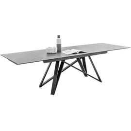 Stolkom Esstisch Anthrazit, schwarz, Metall, Glas, Keramik, rechteckig, eckig, 95x75x180 cm, ausziehbar, Esszimmer, Tische, Esstische, Glastische