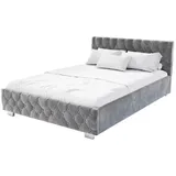 Juskys Nizza 140 x 200 cm mit Matratze grau