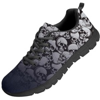 Kuiaobaty Herren-Sportschuhe, Tennis-Sneaker, Tierstruktur, ethnisches Tribal-Muster, lässig, Netz-Sneaker, rutschfest, bequeme Arbeitsschuhe, Skulls Grey Gradient, 41.5 EU - 42.5 EU