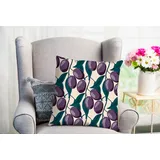 Queence Dekokissen Fambo, Kissenhülle,Trauben,Früchte,Wein,Lila,Grün,Natur,Ernte,Frisch,Saftig lila|weiß 50 cm x 50 cm