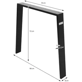 ML-Design 2er Set Tischbeine Loft 90x72 cm, Schwarz, Metall 72x8x90 Esszimmer, Tische, Esstische, Tischsysteme