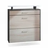 Vladon Malea 89 x 96 x 23 cm hängend mit Schublade und Glasablage braun matt