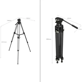 SmallRig 3751B Heavy-Duty Fluidkopf Stativ AD-01