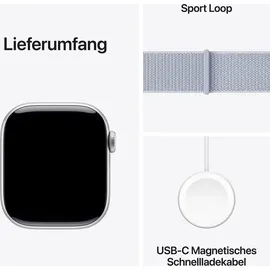 Apple Watch Series 10 GPS + Cellular 46 mm Aluminiumgehäuse silber Sport Loop Blaue Wolke