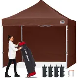 ABCCANOPY Easy Pop-Up-Zelt mit Seitenwänden, 8 x 8 cm, kommerzielle Serie, Braun