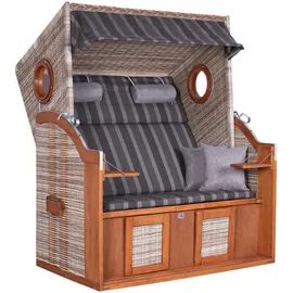 deVries Strandkorb ca. 140x160x80 cm Braun/Grau