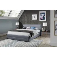 aea Designer Bett Schlafzimmer Betten Textil Leder Hotel Luxus Polster Sitz Stoff - Grau