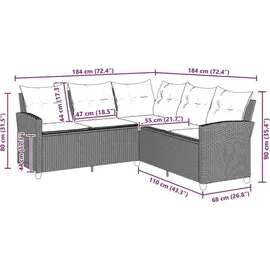 vidaXL L-förmiges Couchsofa mit Kissen Beige Polyrattan
