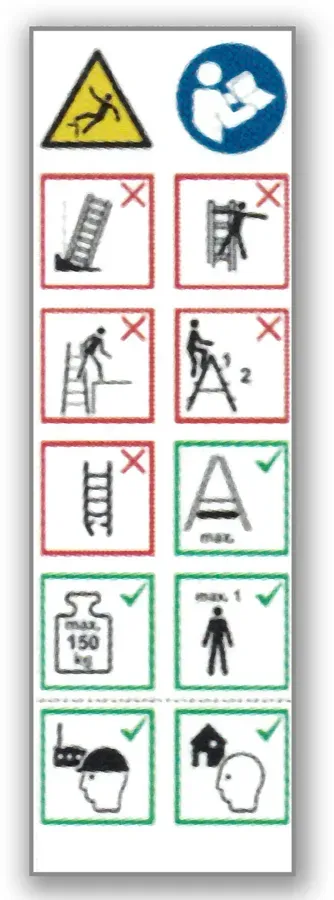 Layher Piktogrammetiketten für Plattformleiter Topic 1074, 10er-Pack