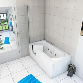 SeniorBad Seniorendusche Badewanne mit Tür 75 x 150 cm (S17D-WP-R-EC)