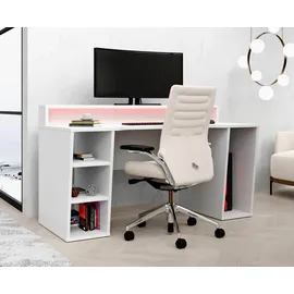 Forte Tezaur Gaming Desk mit RGB-Beleuchtung weiß
