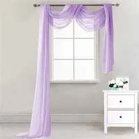 Lsimeru Überlänge Querbehang Freihanddeko Lila Transparent Voile Gardinen Querbehang Dekoschals Hochzeit Party Hintergrund Vorhang Deko 1 Stück,548x132cm