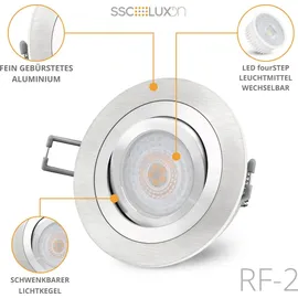 SSC-LUXon Einbaustrahler 2er Pack rund weiß Aluminium