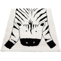 Kinderteppich PRIMAFLOR-IDEEN IN TEXTIL "NOMAD - Zebra" Teppiche Gr. B/L: 120 cm x 170 cm, 35 mm, 1 St., weiß (wollweiß) Kinder Kinderzimmerteppiche Hochflor, Motiv Zebra, Kinderzimmer