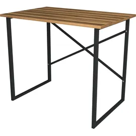 [en.casa] Schreibtisch Tjeldsund Computertisch Bürotisch 75 x 90 x 60 cm Arbeitstisch Metallgestell Laptoptisch Walnuss - Braun