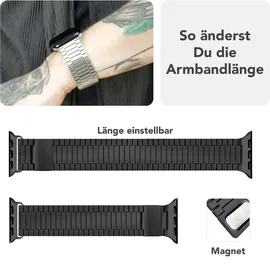 nalia Chronos Edelstahl-Armband für Apple Watch Magnet-Band Metallarmband - Stabil - Rostfrei Edelstahl Uhrenarmband, Schwarz