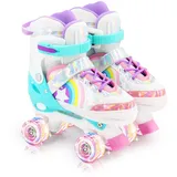 Y-RAIN Rollerskates Kinder Verstellbar Rollschuhe für Kinder mit Leuchtenden Rädern für Mädchen und Jungen Rainbow