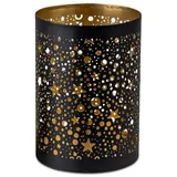 Formano Windlicht Rund Metall Schwarz-Gold