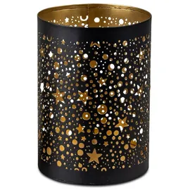 Formano Windlicht Rund Metall Schwarz-Gold
