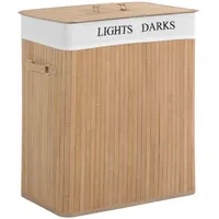 Homcom Wäschekorb mit Waschbarem Wäschesammler Bambus Natur 100L 52 x 32 x 63 cm