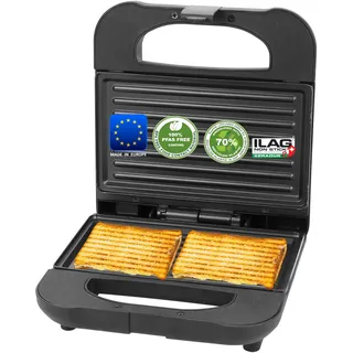 EMERIO ST-130038 Sandwichmaker Antihaftbeschichtung, BPA-frei Schwarz
