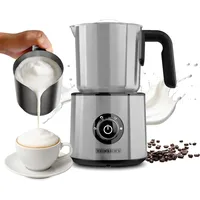 Heinrich ́s Milchaufschäumer 250ml Kapazität, Elektrisch 4in1, 600 W, 360° drehbare Basis, Kalter/Warmer Milchschaum, 600W silberfarben