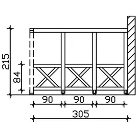 SKANHOLZ Andreaskreuz Seitenwand 305 x 210 cm weiß