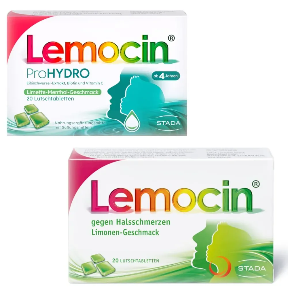 Lemocin gegen Halsschmerzen Limone + Lemocin ProHYDRO  1 Sparset