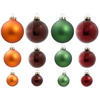 Thüringer Glasdesign Weihnachtsbaumkugel »Oh du Fröhliche, Weihnachtsdeko, Christbaumschmuck«, (Set, 40 St.), Christbaumkugeln aus Glas, 40-teilig, Ø 4 cm, 6 cm, 8 cm, bunt